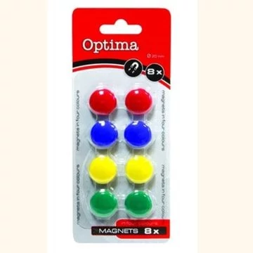 Táblamágnes OPTIMA 20mm 8 darabos vegyes színű