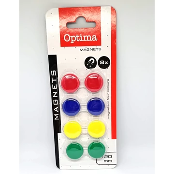 Táblamágnes OPTIMA 20mm 8 darabos vegyes színű