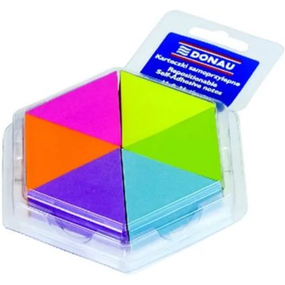 DONAU Öntapadó jegyzettömb háromszög forma vegyes neon színek 43x50 mm 6x150 lap